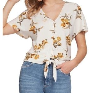 Dex Black Tape
Floral-Print Tie-Hem Top New with Tag